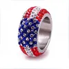 Yiwu Aceon jewelry stackable USA flag crystal ring