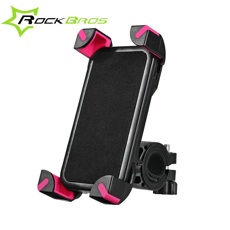 

ROCKBROS Cycling Adjustable Mobile Phone Holder Bike Handlebar Mount Bracket for Phone, Balck/pink