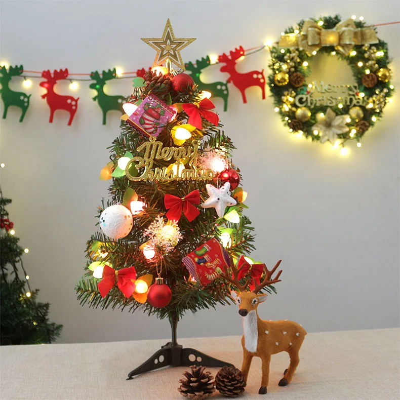 Low Price PE&PVC Battery Operated Tabletop Mini Artificial Christmas Trees