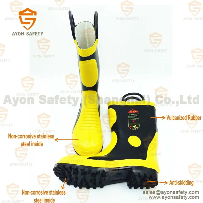 Metallurgy Smashing Resistance Vulcanized Rubber Firefighter Boots
