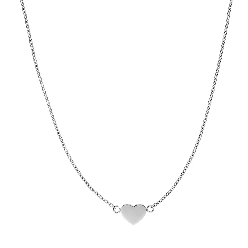 

2021 Valentine Gifts Minimalist Jewelry Stainless Steel Silver Heart Charm Pendant Dainty Love Choker Heart Necklace Kette