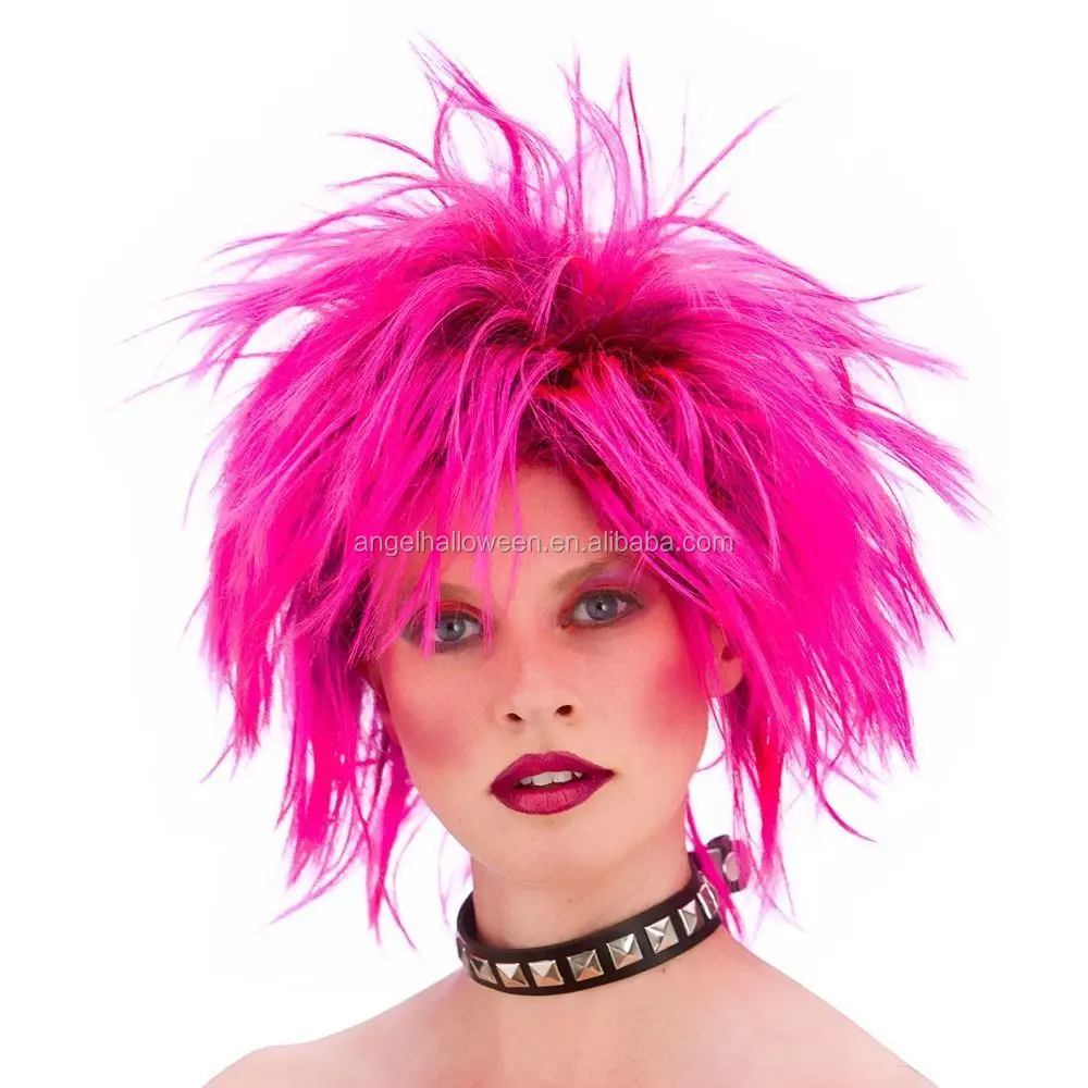 Adult Ladies Unisex 80s Pink Spike Punk Rocker Wig Fancy Dress Accessory New Bp3988 Buy Wig 3314