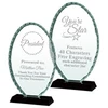 Elliptic wave glass medal with black base