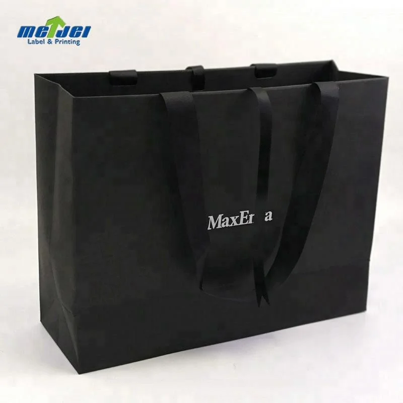 Download Custom Black Glossy Paper Shopping Luxury Paper Bag ...