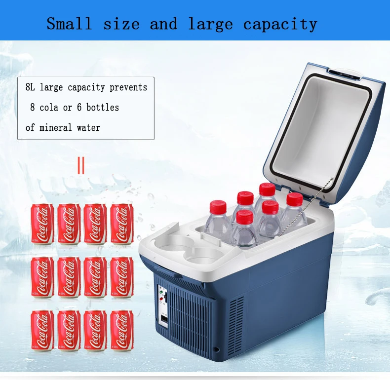Ceeinauto 8l Capacity Mini Portable Battery Powered Car Refrigerator