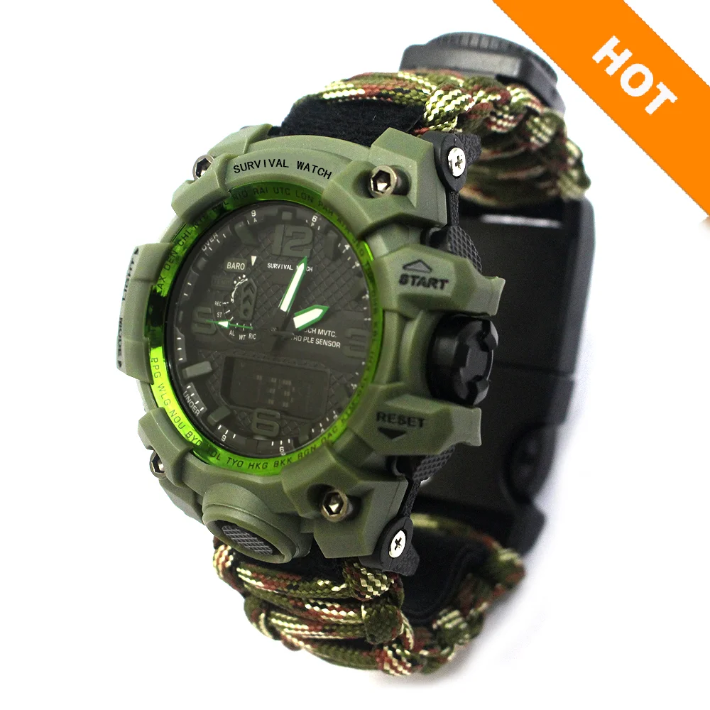 

Survivla sports watch with Compass /Whistle Gear for jungle camping in wild