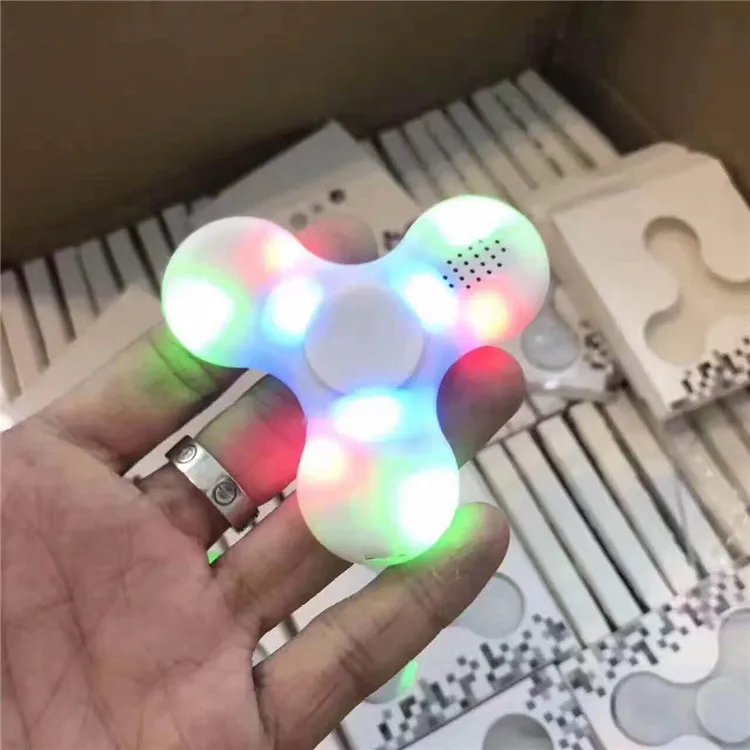 In Stock Fidget Spinner with Built in LED Bluetooth Speaker Hand Spinner Tri Finger Spinning Top Decompression Finger Toys