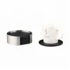 Drink Coasters Set of 6 with Holder - Round Black BPA Free Silicone with Stainless Steel Coaster Case