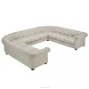 Sectional Sofa Beige Tufted U Shape Seats 11 Scroll Arm Living Room Furniture