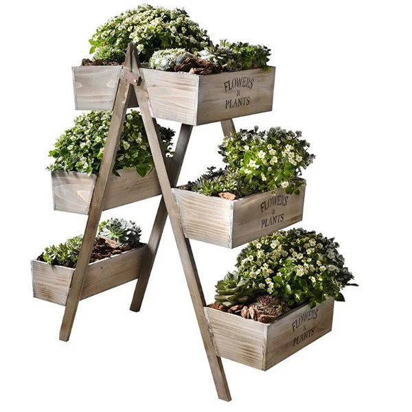 Large Garden Rustic Wooden Storage Plant Pot Rack Acrylic Flower Large Garden Rustic Wooden Storage Plant Pot Rack Acrylic Flower Stand With 6 Seed Box Clear Flowers Shelf Woden