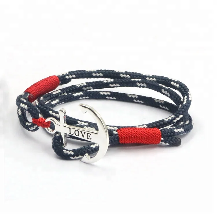 

Alibaba Manufacturer High Quality Mens 316L Stainless Steel Engraved Love Anchor Bracelets, Black;navy blue;red