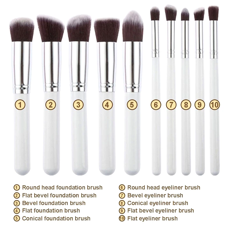 Barrel Cylinder Round 10 Piece Pieces Pcs 10pcs Makeup Brushes Brush Set