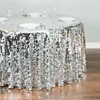 silver shiny sequin round table cloth for wedding decoration