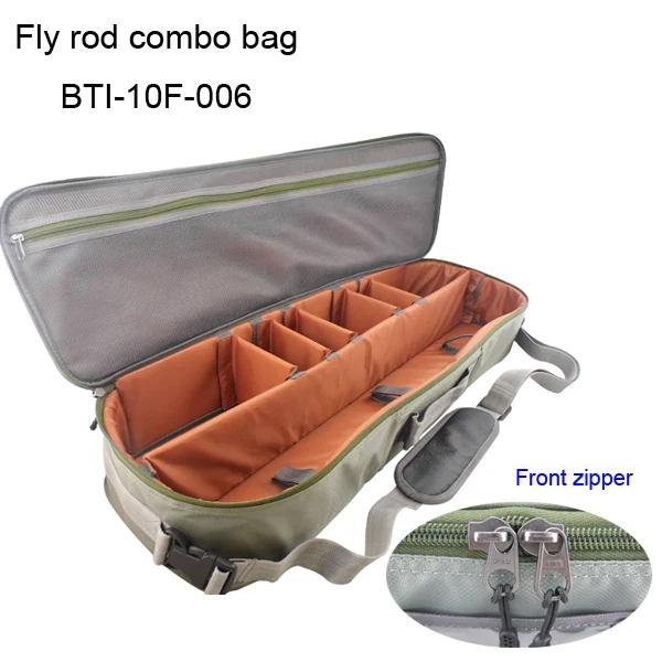 

Multi-function fly fishing rod and reel bag 10F-006 (B07), Olive green and gray