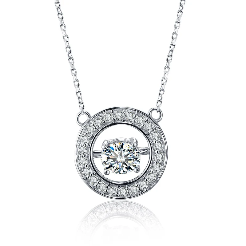 

Customize Fashion love Moissanite gemstone genuine white Gold pendant necklace for woman