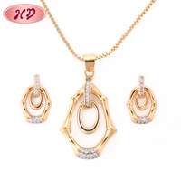 

Cubic Zirconia Earring Necklace Pendant 18K Gold Dubai Jewelry Set