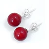 Classic 925 Silver Studs 8mm Natural Red Coral Earrings