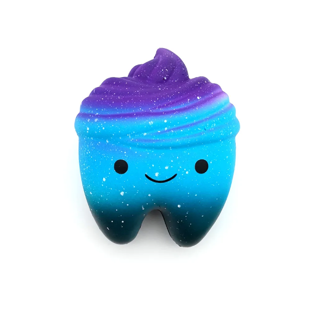 
Soft stress reliever smiley face blue starry beautiful jumbo pack galaxy squishy tooth 
