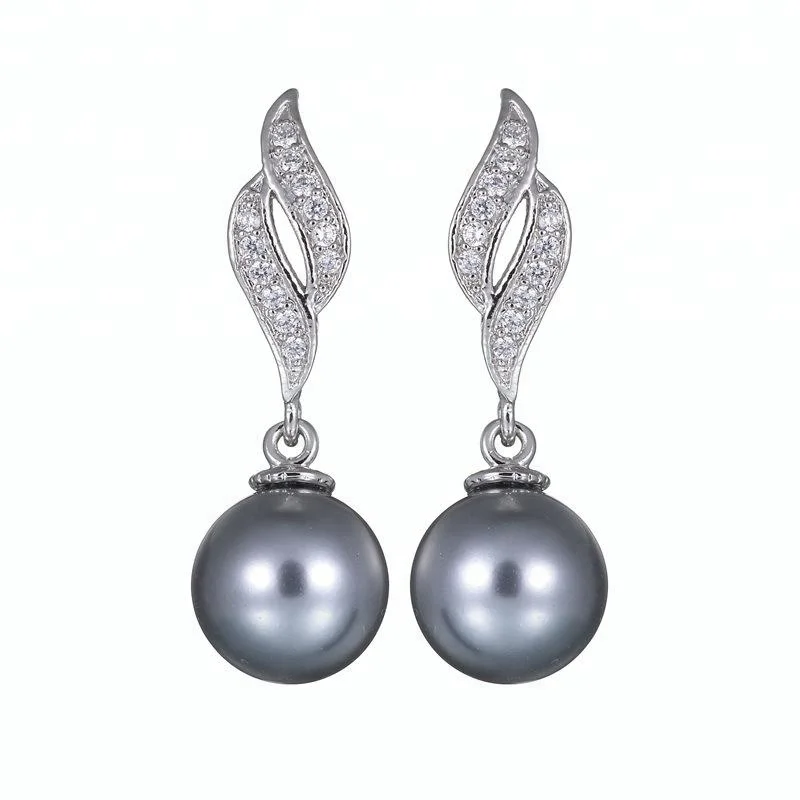 

High Quality Pearl Cheap Price Charm Pendant Pearl Earrings Black Freshwater Pearl Earring, White;black