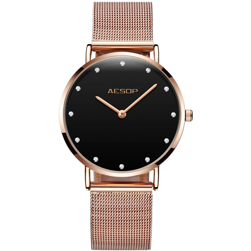 

AESOP 1003 Luxury Women Watches Simple Ladies Steel Watch Rose Gold Elegant Minimalism Casual Female Waterproof Clock for Girl