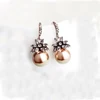 Fashion Women Simple and Tiny 18K Gold Filled Beaded Round Pearl Hook Dangle Earrings