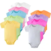 

wholesale short sleeve colorful plain cotton onesie baby