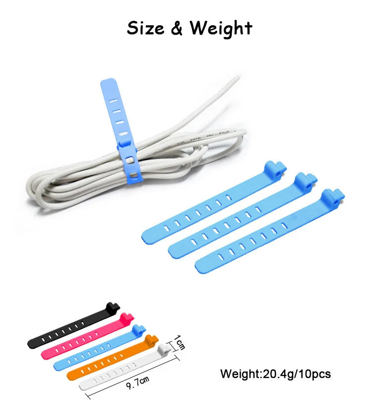 Reusable Silicone Cable Tie Multifunction Adjustable Fastening Cable
