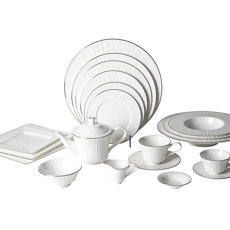 

2019 New Collection Western Style Durable Fine Bone China Restaurant Dinner Plate, White Dinner Sets Bone China With Silver Rim%