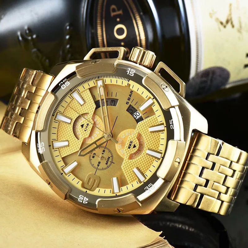 

2018 3 Dial Golden Metal Series Men Brand Watch Top Brand Luxury Man Mechanical 30ATM Waterproof Wrist Watch, 10color