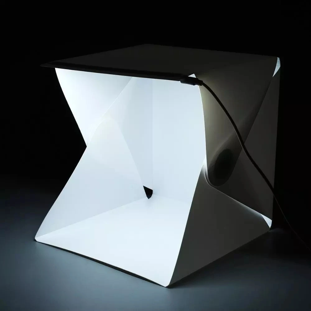 Factory price for Portable Folding Studio Diffuse Soft Box With LED Light Black White light room photo studio photography