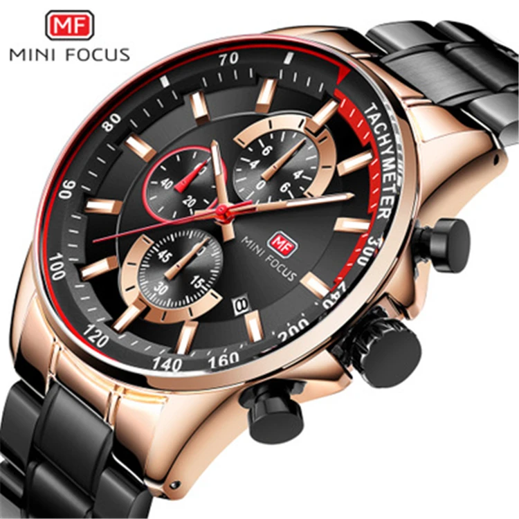 

MINI FOCUS 0218 G Top Brand Luxury Fashion Blue Watch Men Quartz Clock Metal Strap Calendar Sports Men Watches