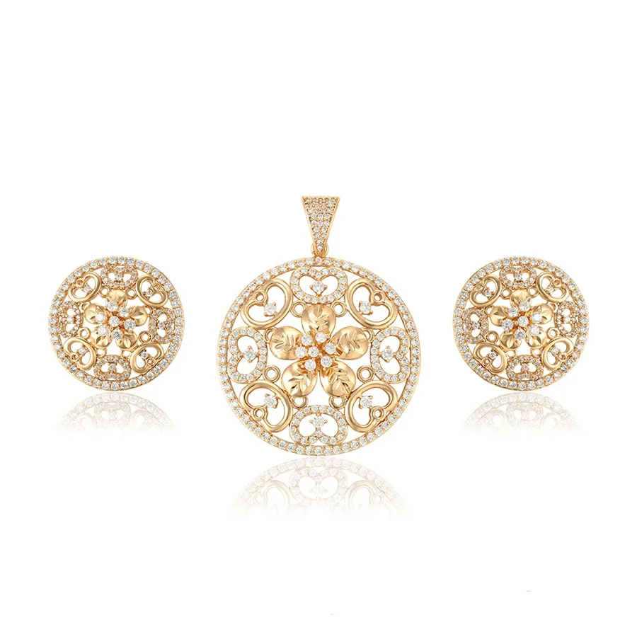 

64878 Xuping hollow out flower shape newest design jewelry set for women