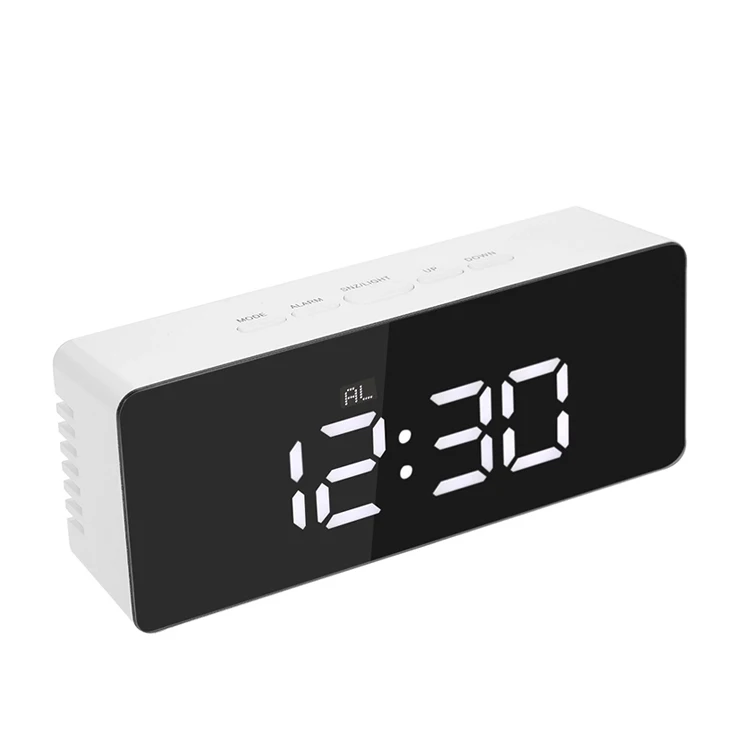 

Fashionable Bedroom Calendar Alarm Clock LED Digital Mirror Clock, Black;white