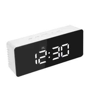 Image of Fashionable Bedroom Calendar Alarm Clock LED Digital Mirror Clock