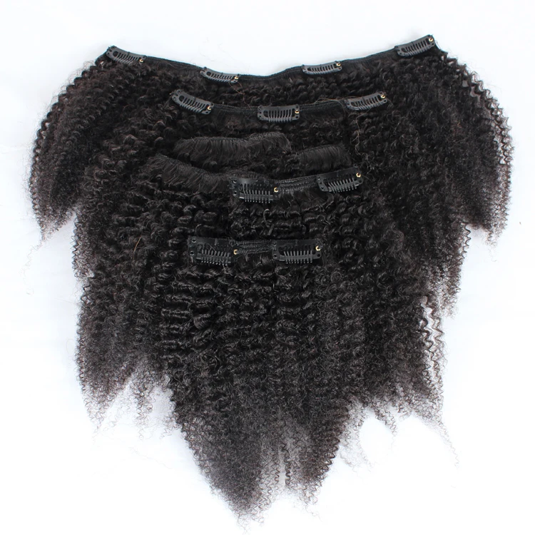 

Soft real human hair 4C curly seamless hair extensions clip in human for black women