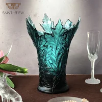 

Lalique ELYSEE French Style Colored Crystal Home Decor Maple Leaf Dubai Vase