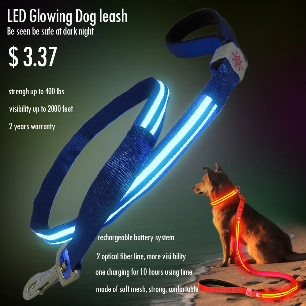 April New Product Dog Led Pet Safety Collar, Adjustable Rechargeable Dog Collar