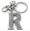 Best selling simple design white rhinestone alloy letter r keychains