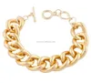 2 Pieces of Goldtone Thick Cuban Toggle Link Chain Bracelet