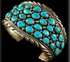 many small turquoise stones inlay Large antique silver cuff bangle