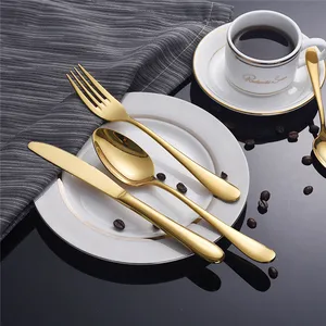 Image of Cheap Price Amazon Shinny Cutlery Gold Flatware Set