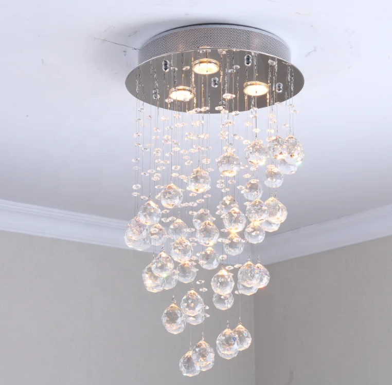 Crystal Chandelier 8 Heads Modern Pendant Lights Flush Mount Ceiling Light Fixtures for Kitchen Bedroom Dining Room Cool White