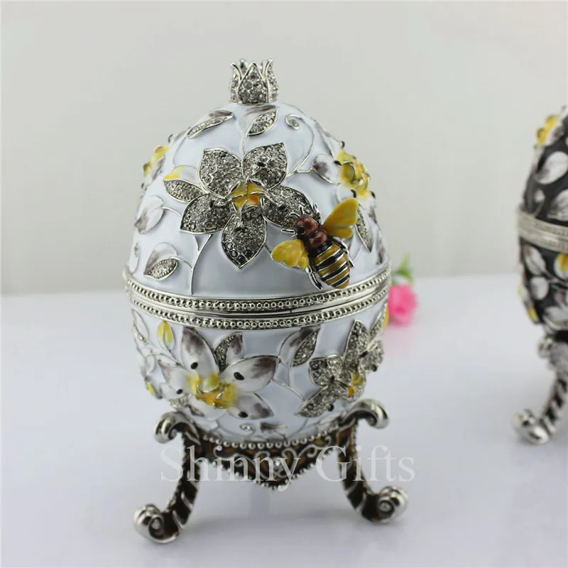 

Big Size Bee on Flower Metal Egg Trinket Box Easter Decoration Wholesales