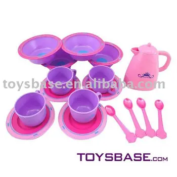 pink plastic tea set