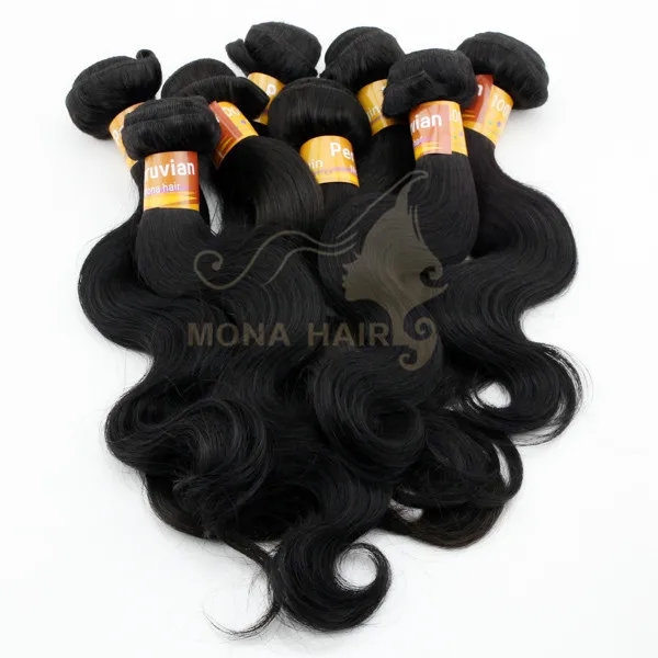 

Guangzhou Mona hair factory wholesale 10a grade peruvian body wave can be colored remy hair extension human hair weave bundles