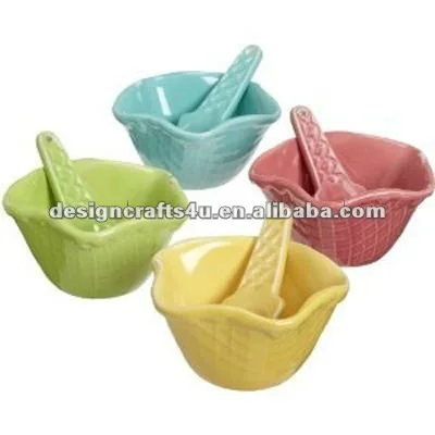 ceramic waffle ice cream bowls