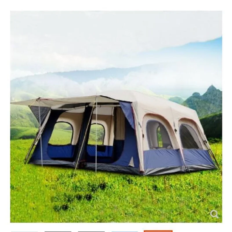 

hot sell two bedroom & one mall 8-10person camping family tent large space double layers for traveling hiking beach fishing