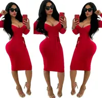 

MOQ 1PC fashion women clothing 2019 cloths dress woman sexy red bodycon dress