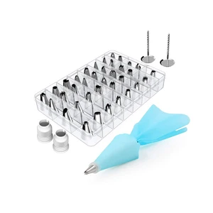 Image of Amazon Hot Selling 32 pcs/setsSilicone Icing Piping Cream Pastry Bag Dessert Decorators 304Stainless Steel Nozzle Set DIY Cake