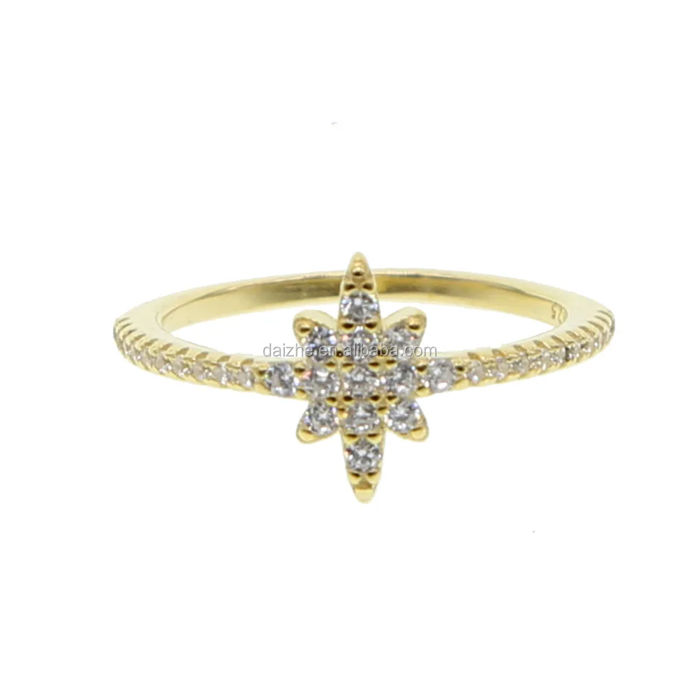 

fashion thin band star rings with cz paved gold filled women full finger rings